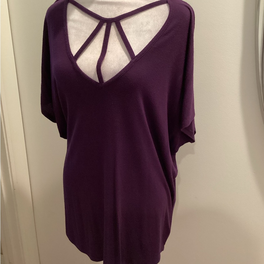 Purple  V-Neck Strappy Back Top